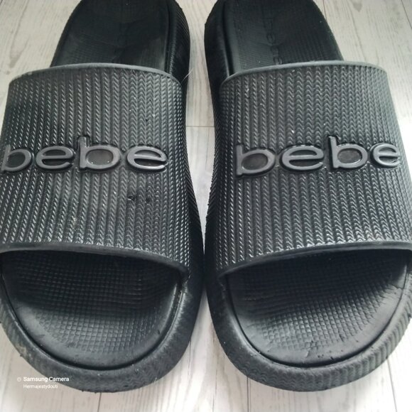 Bebe Black Men's Rubber Slides Slippers Sandals Size 10 Good Used Condition - Picture 5 of 7